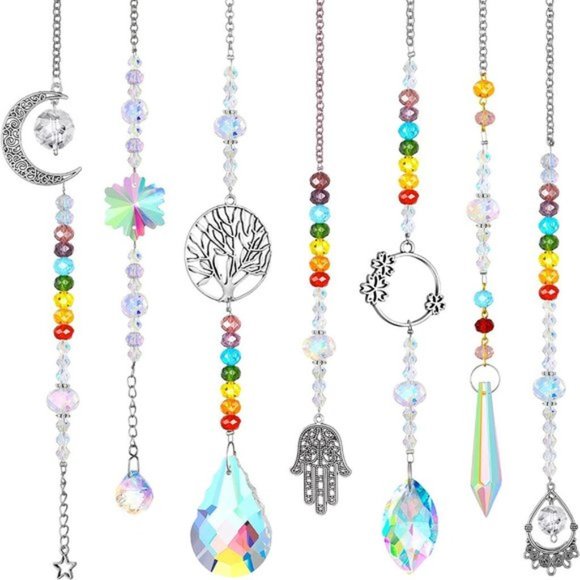 Free People Other - Free People 7 Pieces Colorful Crystal Glass Sun Catcher Beads Hanging Ornaments